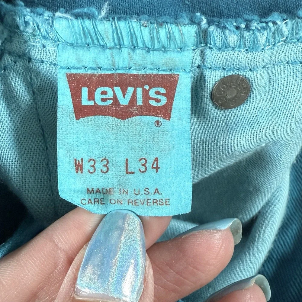Vtg 90's Levi's 40550-8645‎ White Tab Jeans Mens 33x34 (32x32.5) Teal USA Made